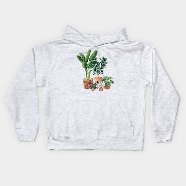 House Plants 10 Kids Hoodie by Gush Art Studio 1